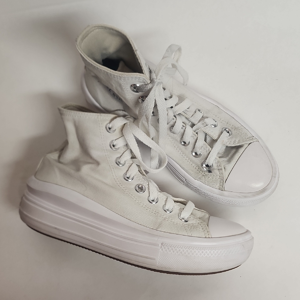 Converse All Star White Platform High-Top Sneakers Sz 7.5
